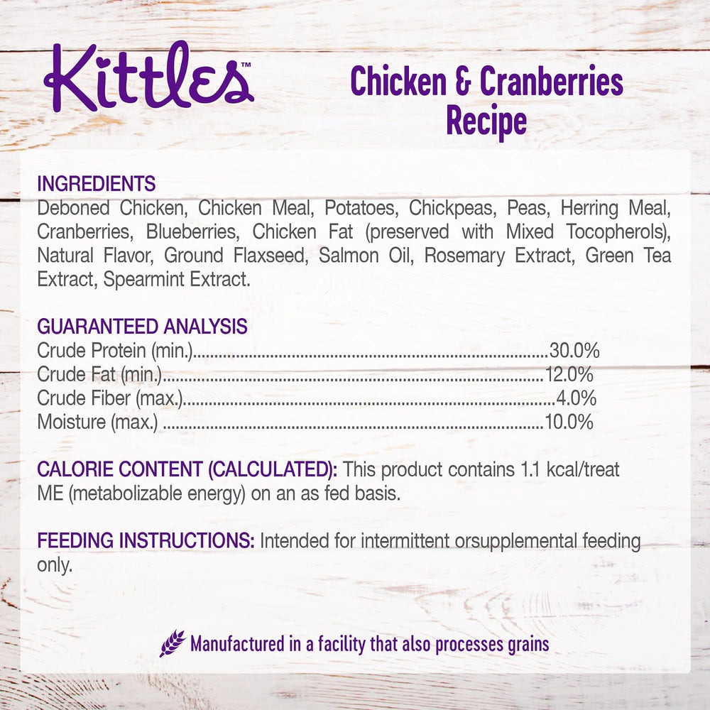 WELLNESS Kittles Crunchy Cat Treats Chicken Cranberry 2oz
