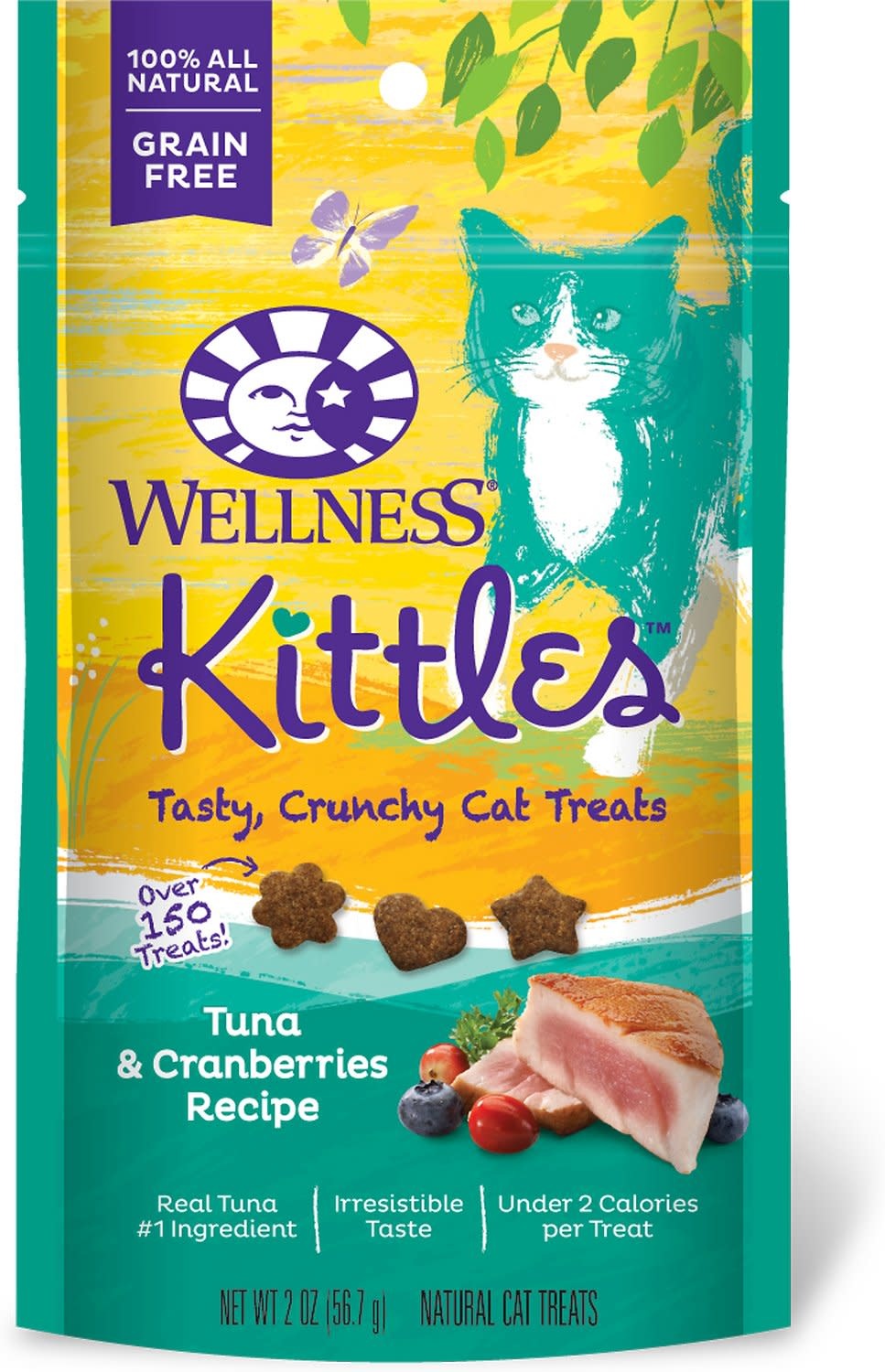 WELLNESS Kittles Crunchy Cat Treats 2oz Tuna Cranberry