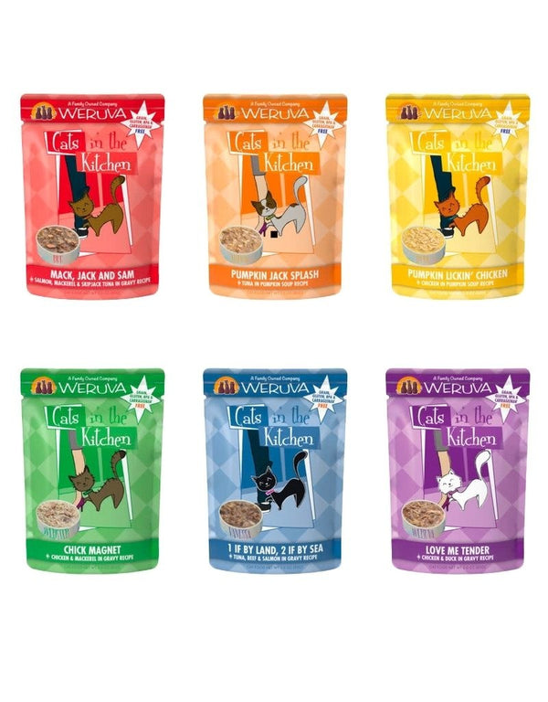 WERUVA Cats in the Kitchen Variety Pack Grain-Free Cat Food Pouch Case 12/3 oz.