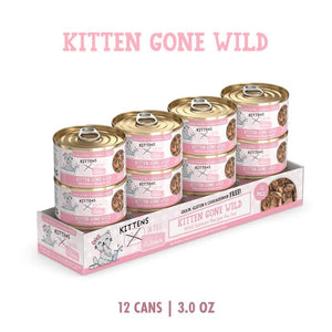 WERUVA Kittens in the Kitchen Kitten Gone Wild Grain-Free Salmon Au Jus Canned Cat Food Case 12/3 oz.