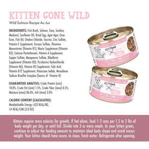 WERUVA Kittens in the Kitchen Kitten Gone Wild Grain-Free Salmon Au Jus Canned Cat Food Case 12/3 oz.
