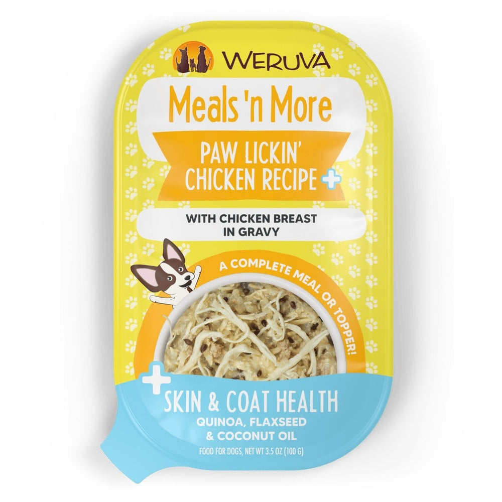 WERUVA Meals N More Dog Food Paw Lickin Chicken Cups Case 12/3OZ
