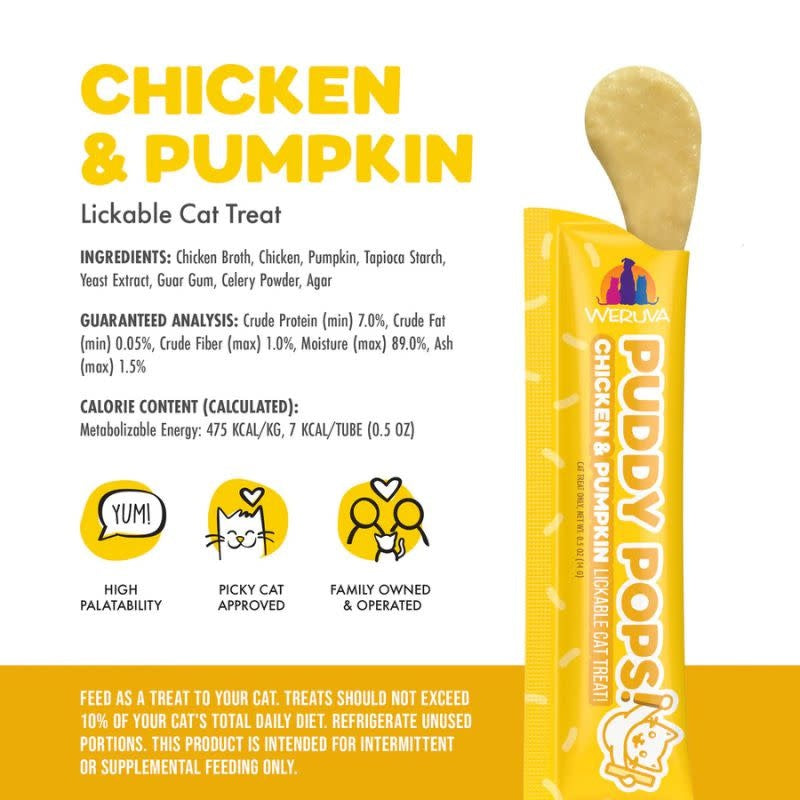 WERUVA Puddy Pops Lickable Cat Treat Chicken & Pumpkin 5 PK