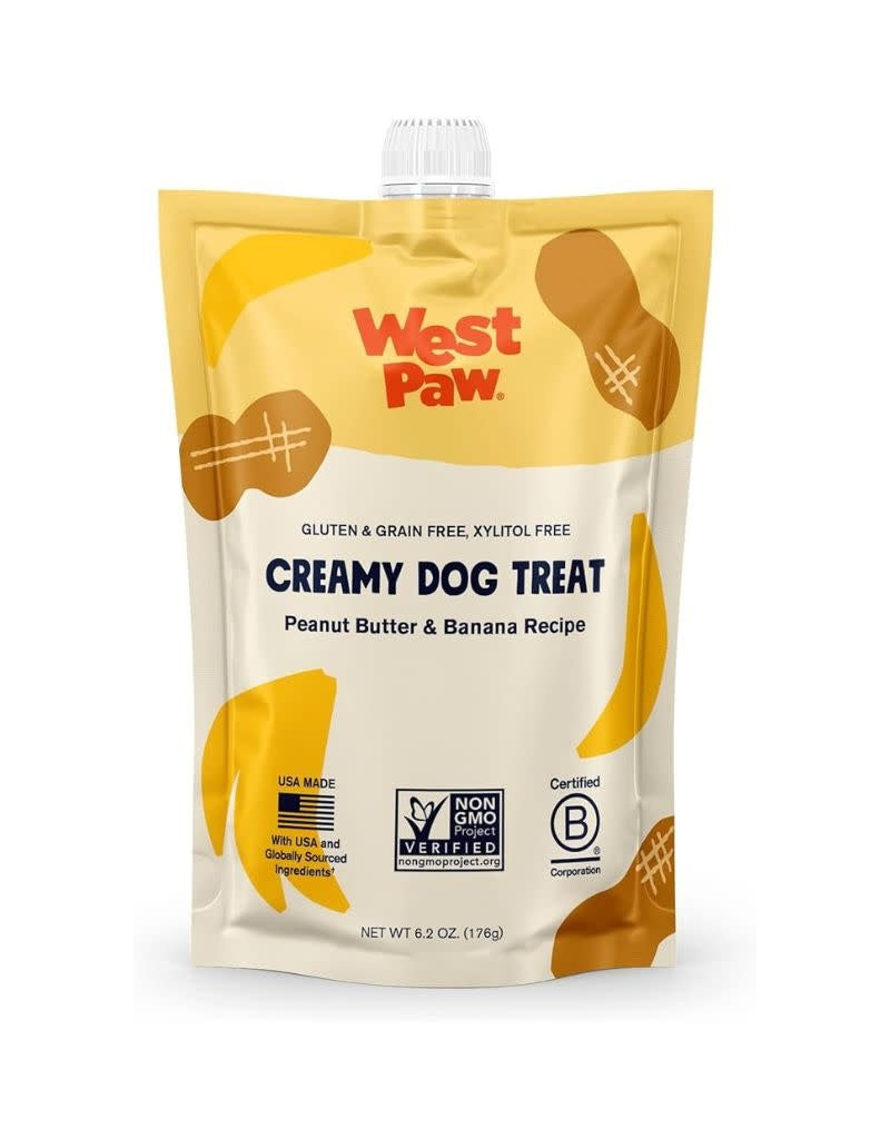 WEST PAW Creamy Dog Treat Peanut Butter and Banana Pouch 6.2OZ