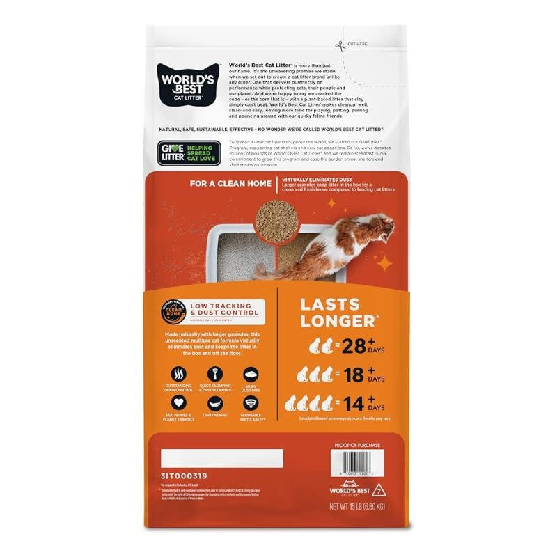 WORLDS BEST Clumping Low Tracking Litter 15LB CASE/3