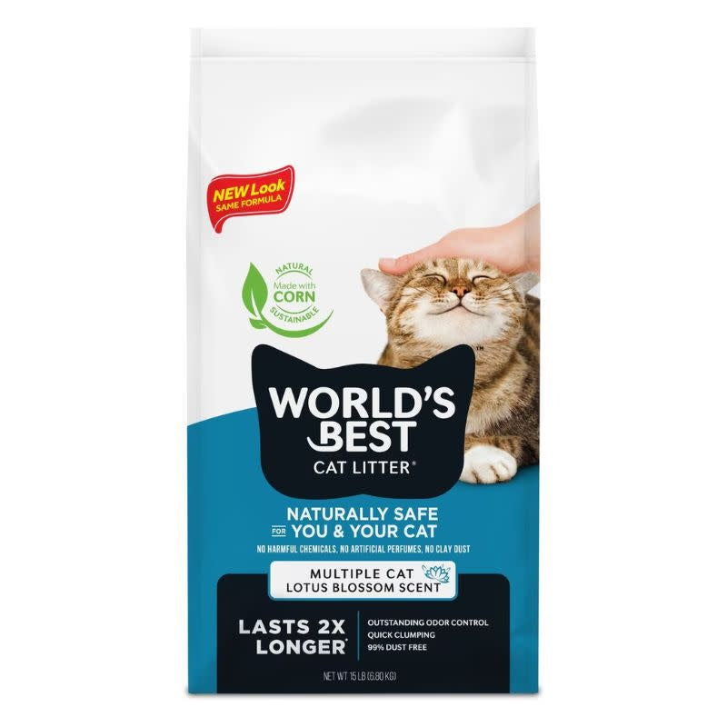 WORLDS BEST Multi Cat Clumping Lotus Blossom Scented Multi Cat Litter Case 3/15LB