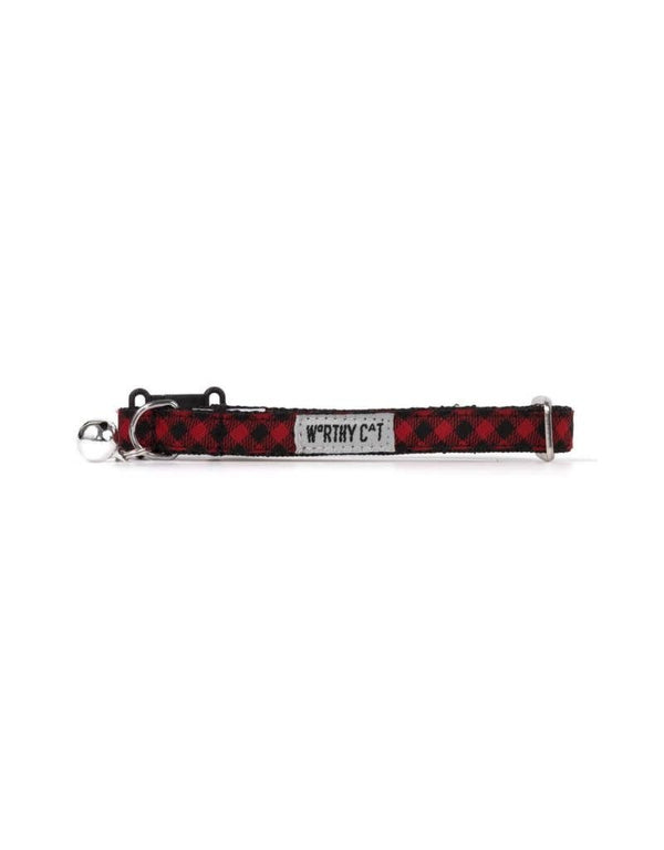 WORTHY DOG  Cat Collar Bias Red Plaid