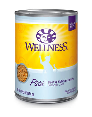 WELLNESS Beef and Salmon Canned Cat Food CASE