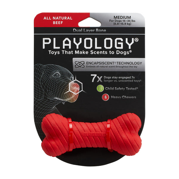 PLAYOLOGY All Natural Beef Scented Dual Layer Bone