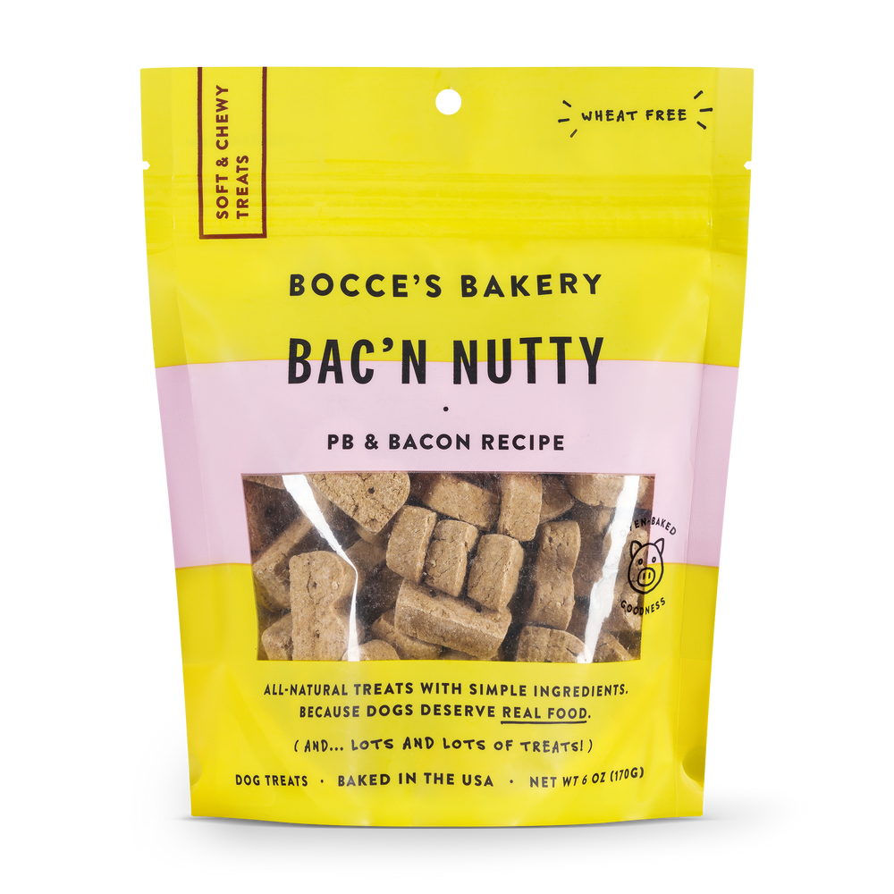 BOCCE'S Soft and Chewy Bacon Nutty Dog Treat