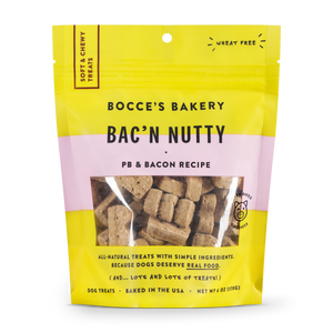 BOCCE'S Soft and Chewy Bacon Nutty Dog Treat