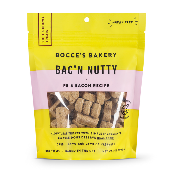 BOCCE'S Soft and Chewy Bacon Nutty Dog Treat