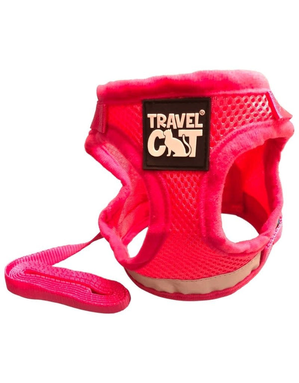 TRAVEL CAT Leash & Harness Set Purrfectly Pink