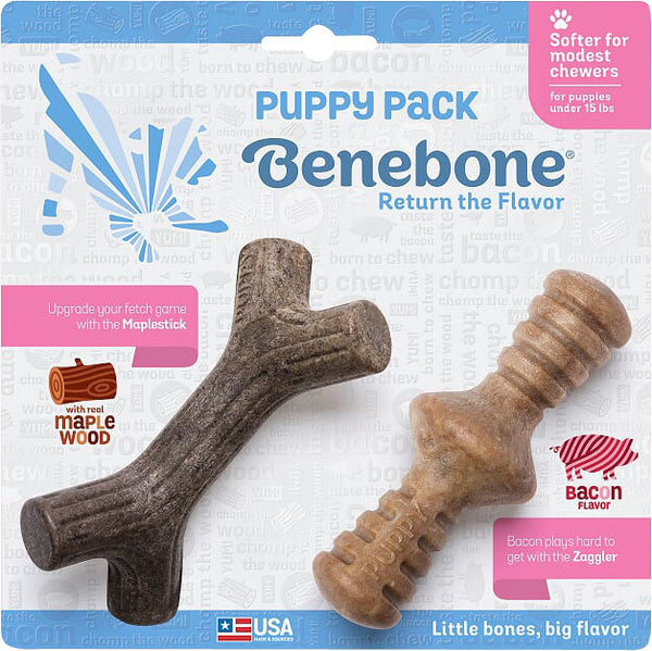 BENEBONE Puppy Bacon 2 Pack Stick & Zaggler
